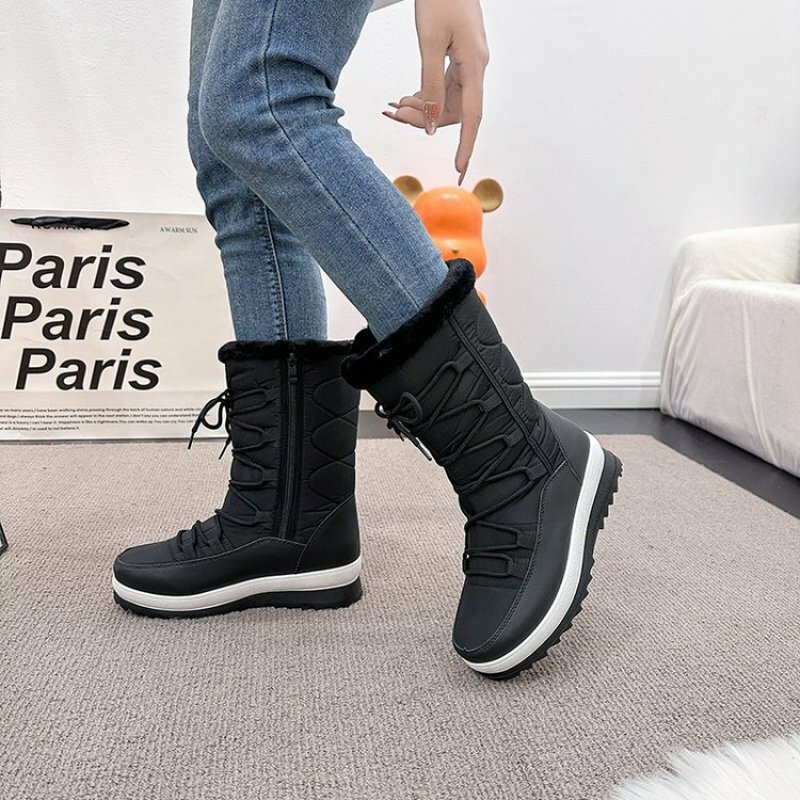 Sepatu bot salju hangat wanita, sepatu bot musim dingin kualitas tinggi, sepatu bot salju bertali nyaman, sepatu bot pendek luar ruangan, sepatu bot anti air, ukuran 36-41