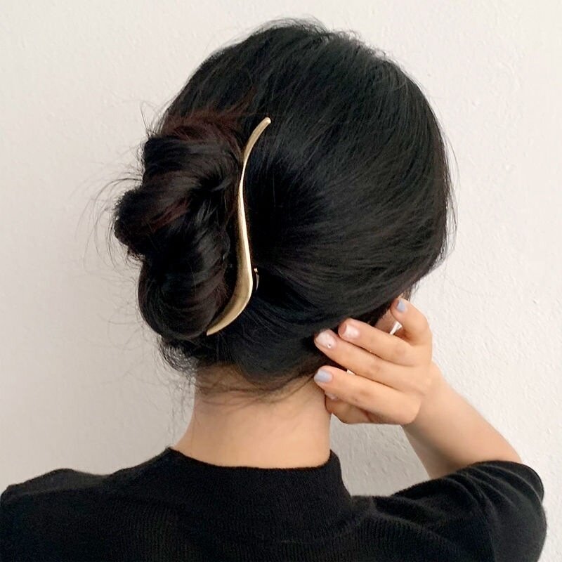 Moda elegancki złoty kolor w kształcie litery S metalowe spinki klamra do włosów dla kobiet dziewczynki koreańska ozdoba do włosów klipsy przypinany kucyk akcesoria do włosów