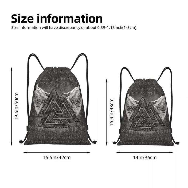 Ancient Valknut Symbol And Wolves zaino con coulisse sport Gym Sackpack mitologia norreno Viking String Bags for Exercise