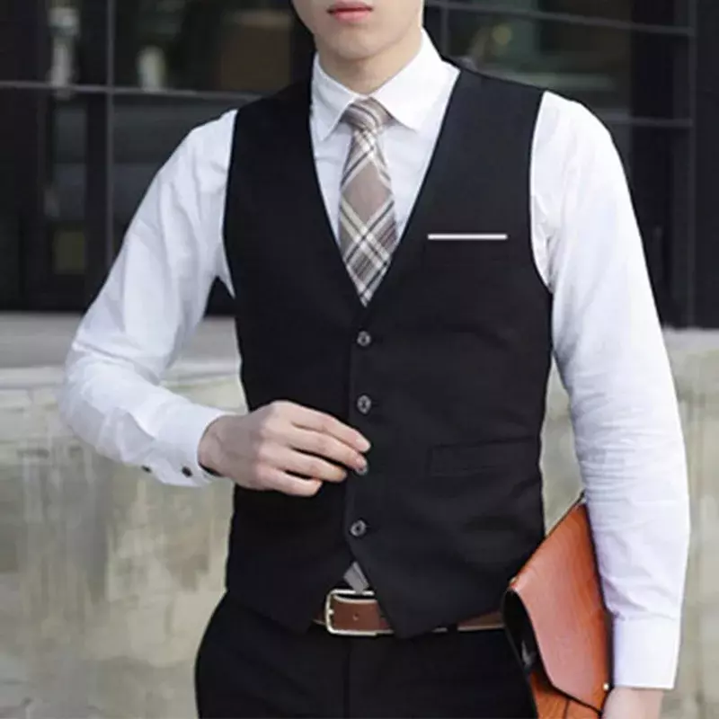 Nowa kamizelka formalny garnitur biznesowy dla mężczyzn jednorzędowa dekolt w szpic Slim Fit Man towarzyskie kamizelki kamizelki odzież męska