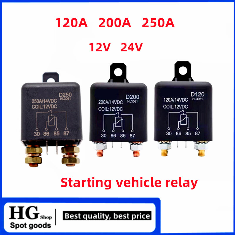 Relè per auto ad alta corrente 200A 120A 200A 250A DC start 12V 24V modifica dell'alimentatore della batteria per molto tempo