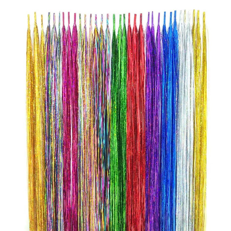 Extensões de cabelo de vara de ponta sintética colorida para mulheres, fibra de alta temperatura, acessórios de cabelo, 16 ", 1-20 fios, embalagem