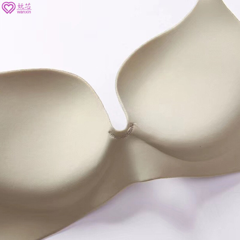 Sexy push up bra sem anel de aço tamanho grande 85b copo feminino sem costura superior reunir brasil pele comfortsoft algodão roupa interior uma peça