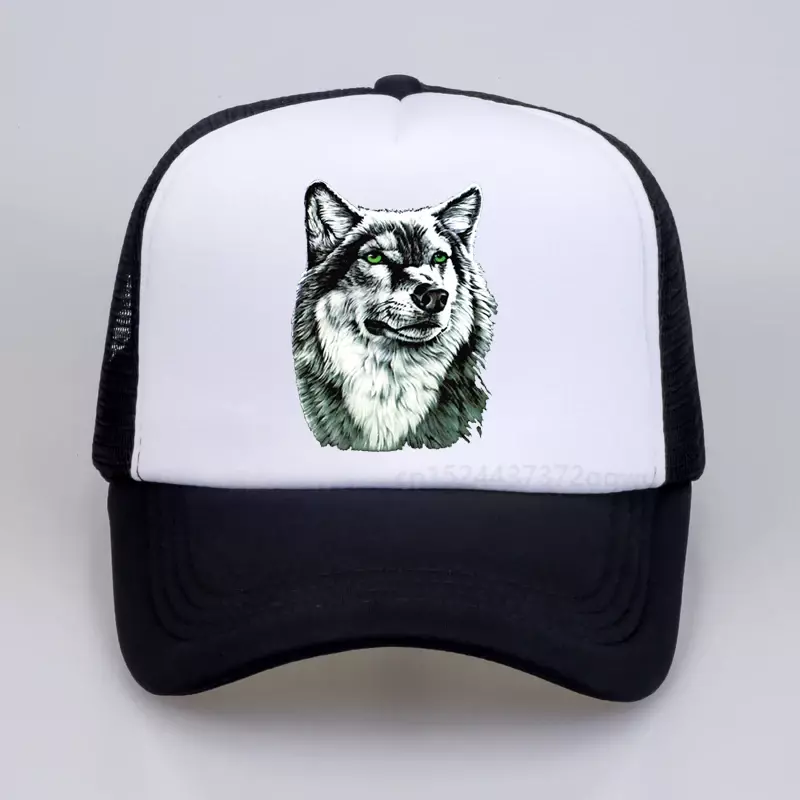 Gorra con estampado 3D de lobo para hombre, sombrero de tótem de lobos, gorras de béisbol transpirables geniales, sombreros de camionero de malla de verano de Hip Hop