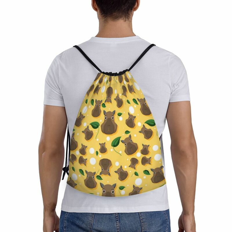 Capybara Orange Drawstring Backpack Women Men Sport Gym Sackpack Foldable Animal Pet Shopping Bag Sack