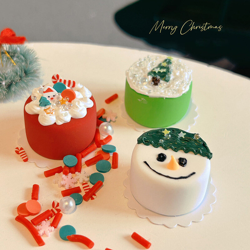 1:12 miniatur rumah boneka kue Natal Halloween dekorasi kue manusia salju labu kue hantu dapur Model makanan Dekorasi mainan