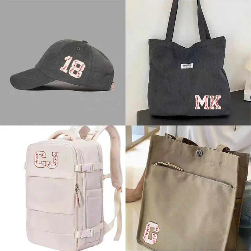 Parche bordado de béisbol, pegatina de tela con letras de chenilla, accesorios para ropa, sombrero, bolsa