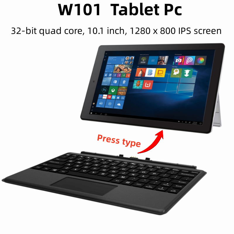 Tablet PC com Câmera Dupla, Jogo, Windows 10, 2GB RAM, 32GB ROM, Tablets 32-Bit, Quad Core, W101SA23, 10.1 pol, Mais Novo, 2024