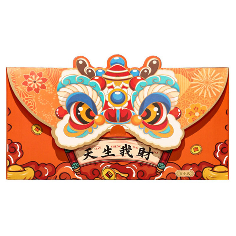 Amplop uang Tahun Baru warna merah cerah naga Cina amplop uang keberuntungan untuk Festival Musim Semi tradisional Tiongkok