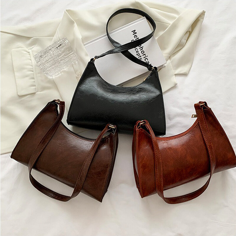 حقيبة جلدية كلاسيكية متقاطعة مع الجسم للنساء ، حقيبة كتف كاجوال ، حقيبة يد أحادية اللون ، محفظة نسائية ، موضة