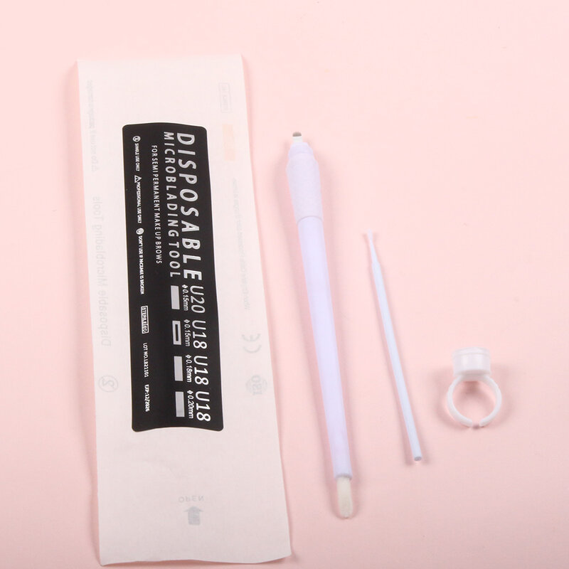 Kit de Microblading para maquillaje permanente, lápiz de Microblading desechable de color negro mate Nano con aguja de 18U para tatuaje de cejas, 10 piezas
