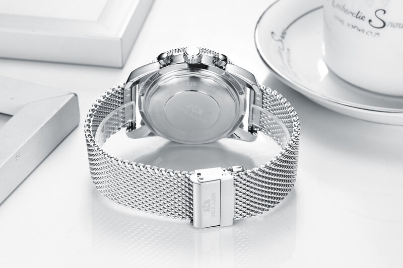 自動自己風メカニカルネットステンレス鋼黒ブルーレザーストラップスーパー高級遺産ビッグフェイス46ミリメートルオーシャン腕時計
