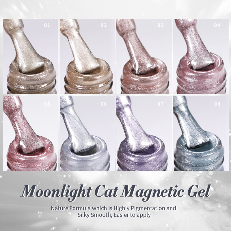 生まれプリティ磁気ネイルジェルポリッシュ、月光猫、白シルバー爪、ソークオフ、uv led、半恒久的な、10ミリリットル