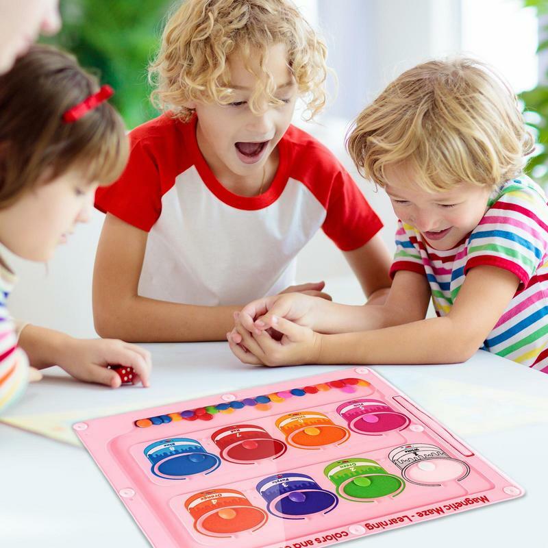 Magnetic Color Sorting Board Travel Toys Puzzle Board For Fine Motor Skills Travel Montessori Maze Toys Wooden Magnetic Puzzle