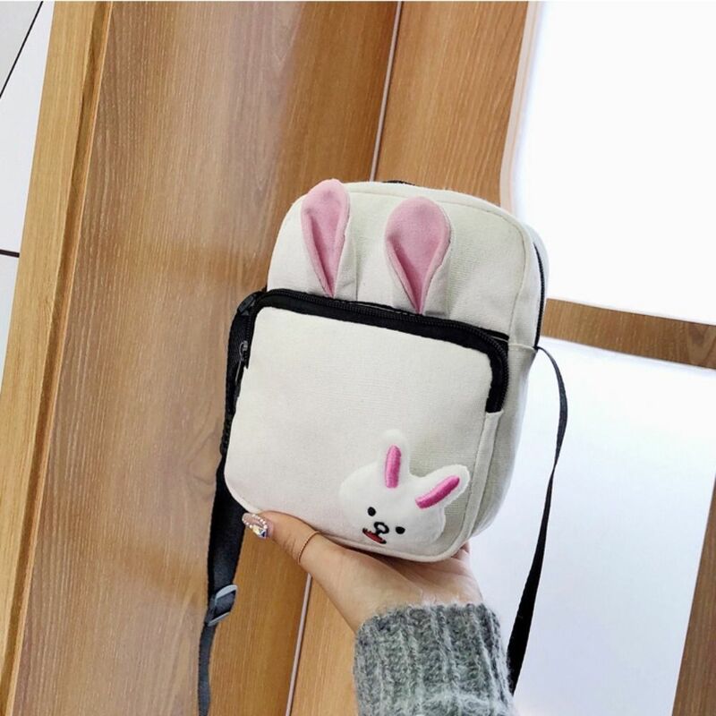 Bolso cruzado de dibujos animados de animales, bandolera de lona Kawaii, bolso de hombro para mujer y Niña