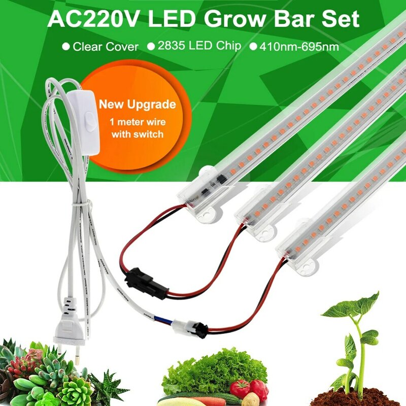 Barra de luz LED de espectro completo, lámpara de cultivo de 220V y 7W, tubo LED para plantas de interior, invernadero hidropónico, plántulas de tienda