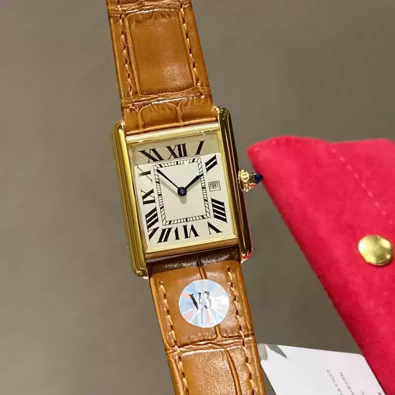 Женские часы высокого качества, роскошные брендовые дизайнерские водонепроницаемые кварцевые элегантные кожаные часы в стиле Tank Custom Aaa часы с сапфировым стеклом