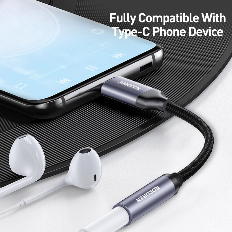 Rocoren-Adaptateur USB Type-C vers câble 3.5mm pour téléphone, jack 3.5mm, pour écouteurs, pour Huawei Honor Oneplus iPhone 15 Plus Pro Max