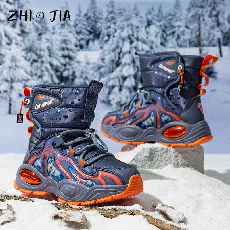 High Quality Thickened Children's Snow Boots Outdoor Anti Slip Durable Warm Boots Boys Girls Fashion High Top Plush Boots 27-39