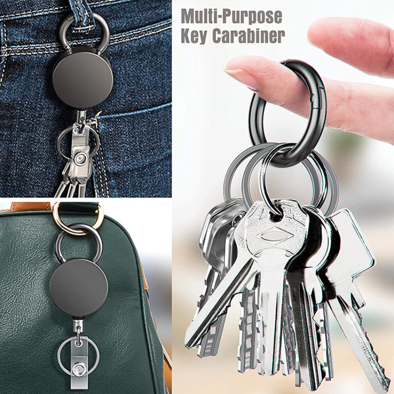 Porte-clés extensible en métal, clip de ceinture, lanières de carte d'identité rétractables, porte-badge, 1 pièce