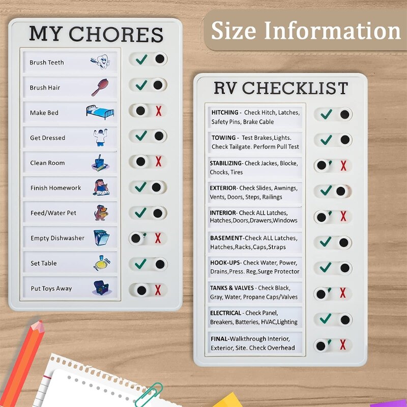 Practical Adjustable Chores Checklist Board Reusable RV Checklist Memo Board