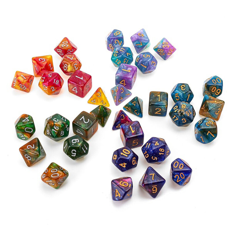 NEW 105/70/49/35/21/7Pcs Pearlized Dice Set Bright Multicolour Polyhedral RPG DND Role Playing Dragons Board Game Dice with Bags