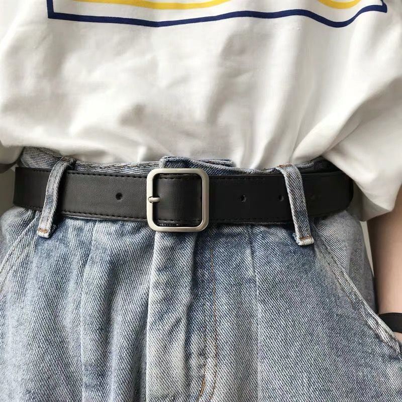 NOVO PU Cintos De Couro para As Mulheres Quadrado Fivela Pin Buckle Jeans Preto Cinto Chique Marca De Luxo Senhoras Cinta Vintage Feminino Cintura