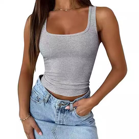 Womens Tank Tops Square Neck Ribbed Sleeveless Basic Cute Going Out Tops Slim Fitted Summer Y2k Clothes