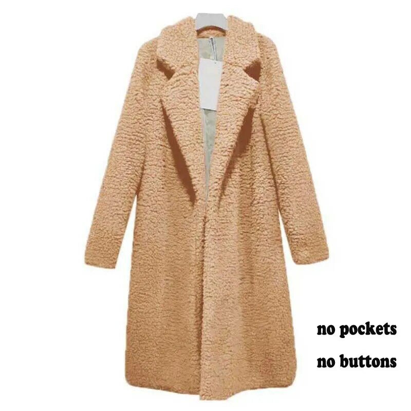 Abrigo largo de piel sintética para mujer, chaqueta gruesa y cálida de felpa, prendas de vestir esponjosas, otoño e invierno, 2022