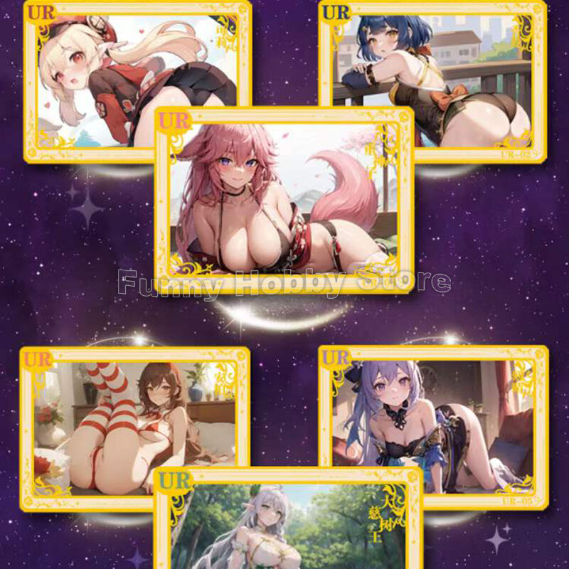 2023 nowe karty kolekcjonerskie bogini Story Genshin Impact metalowe karty bikini dziewczyna Party Booster Box rzadka karta zabawka dla dzieci prezent