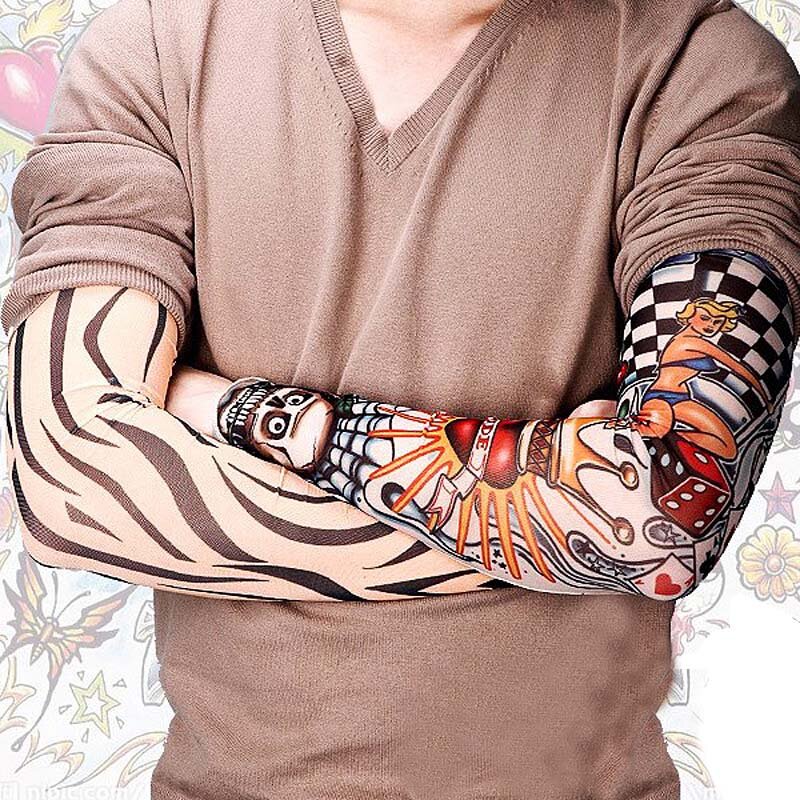 New Nylon Elastic Fake Temporary Tattoo Sleeve Designs Body Arm Stockings Tatoo for Cool Men Women 6pcs Summer Outdoor Cycling