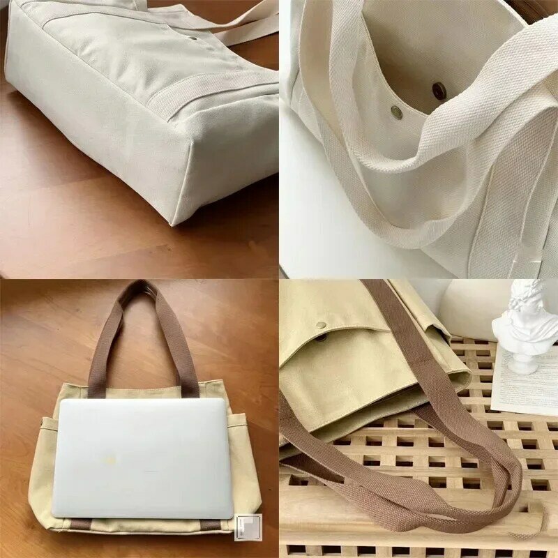 MJ03   Large Capacity Tote Bag Commuting Canvas Shoulder  Fashionable and Convenient Handbag for Women Purses