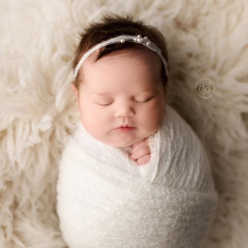 Coperta neonato fotografia puntelli coperta Mohair 150x40CM servizio fotografico Prop coperta avvolge maglia elastico bambino fotografia coperta