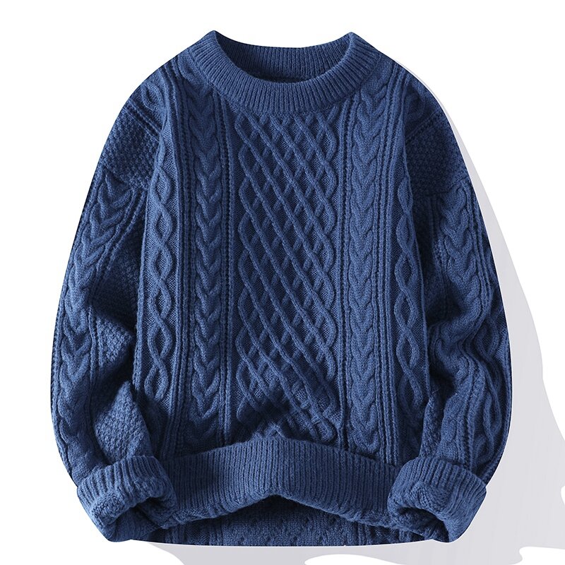 Suéter Vintage de punto para hombre, jerseys de Color sólido con cuello redondo, estilo Harajuku, Retro, Otoño e Invierno