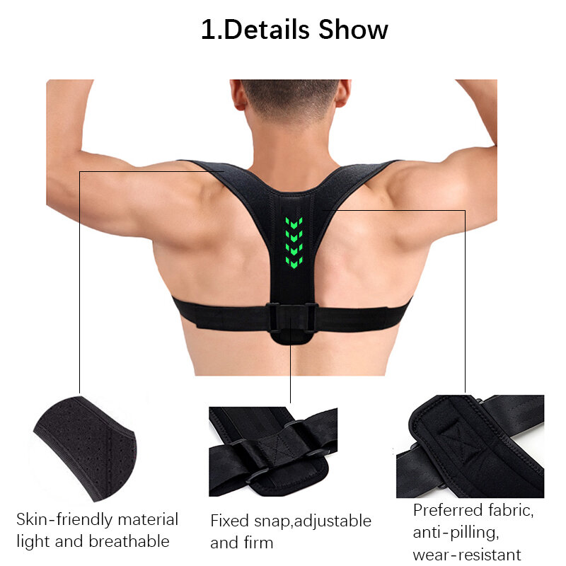 Adjustable Back Brace Support Invisible Shoulder Posture Corrector Unisex Spine Neck Health Correction Belt Home Office Sport