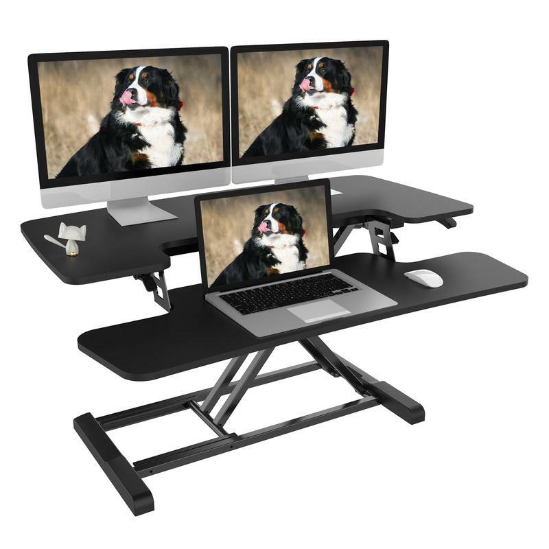 FlexiSpot Standing Dek Riser Height ABlack, Height Adjustable Sit to Stand Riswith Wide Keyboard Tray Black