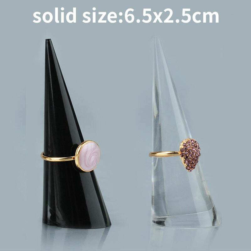 1 sztuk/partia przezroczysty akrylowy uchwyt na pierścionek z pierścieniem i biżuterią do obrączki stożek stożek