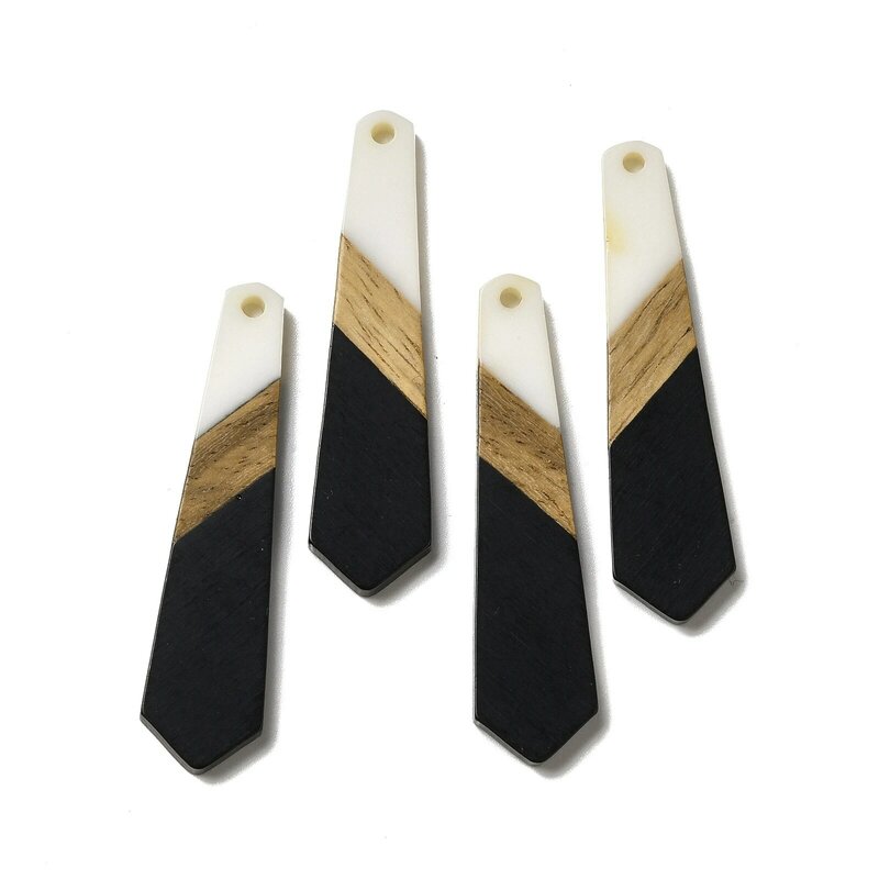 20 stücke Harz & Walnussholz Anhänger Sechseck Krawatte Charme große Anhänger gemischte Farbe für Schmuck machen DIY Halskette Ohrring Handwerk Dekor