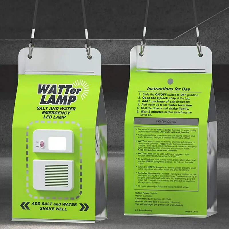 Lampu LED air garam portabel tahan air, lampu berkemah darurat hemat energi untuk bertahan hidup luar ruangan malam lampu memancing