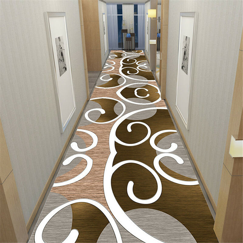European Minimalist Style Living Room Carpet Brown Hallway Corridor Rugs Geometry Print Bedroom Carpets Kitchen Mat Room Mat