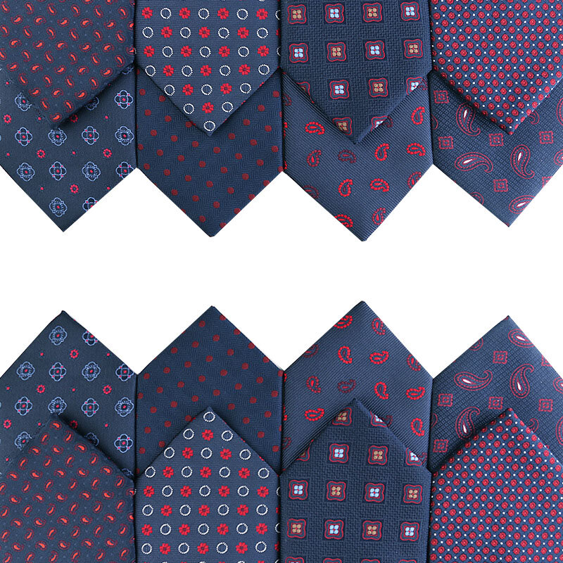 Handmade Luxury Mens Tie Dark Blue Paisley Dots Neckties For Business Mens Shirt Collar Tie Wedding Party Slim Gravatas For Gift