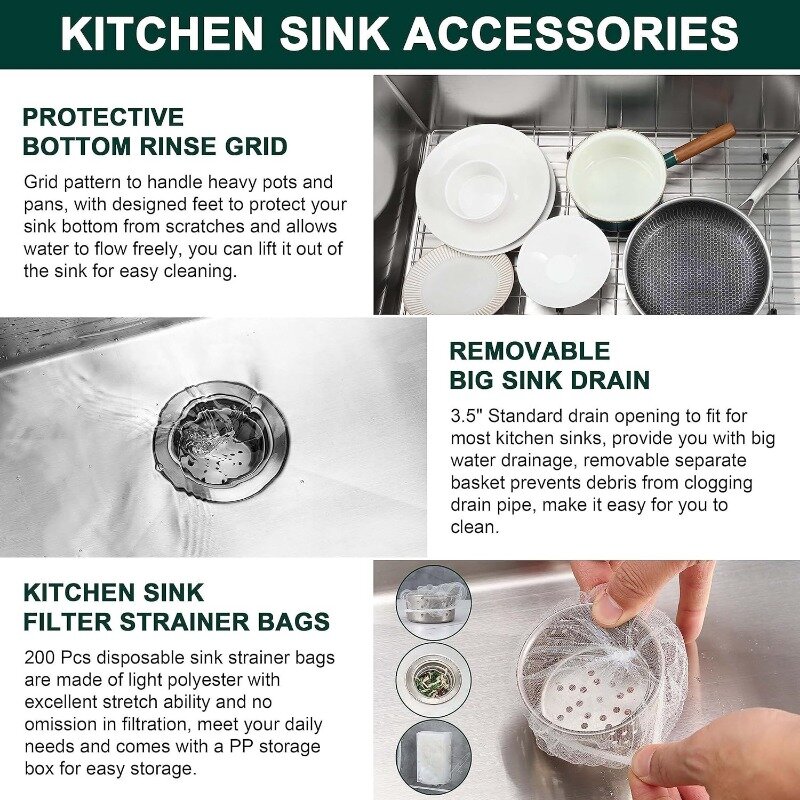 Homikit 33 x22 Inch Drop In Kitchen Sink, 16 Gauge Stainless Steel Topmount Single Bowl Kitchen Sinks with 2-Hole R10 Corner