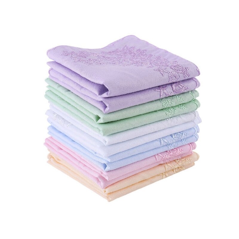 Floral Embroidery Sweat Wiping Handkerchief for Kids Men Women Elderly Handkerchief Pocket Handkerchief for Wife Mom