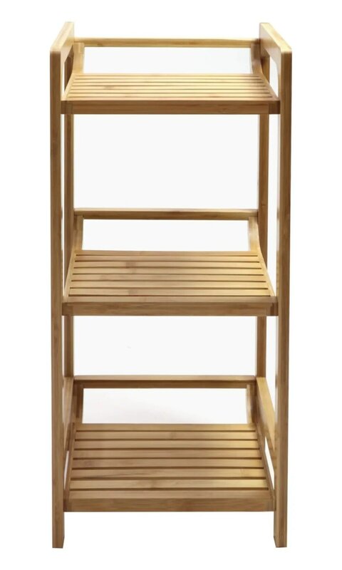 Étagère à 3 niveaux en bambou, de style carré et ouvert, autoportant, assemblage requis, utilisation pour adultes