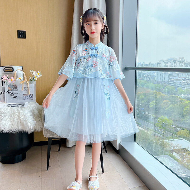 子供のための夏のドレス,漢服,素敵な王女の服,伝統的な中国の女の子のドレス,チャイナドレス,新しいコレクション2023
