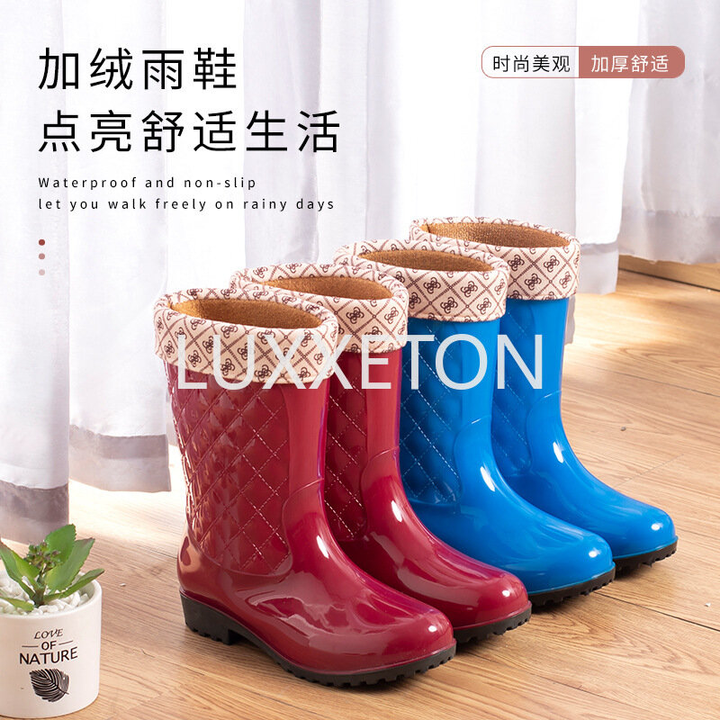 Botas de água antiderrapantes para mulheres, botas Lluvia, sapato de lavar, escorregar, manter aquecido, sapatos