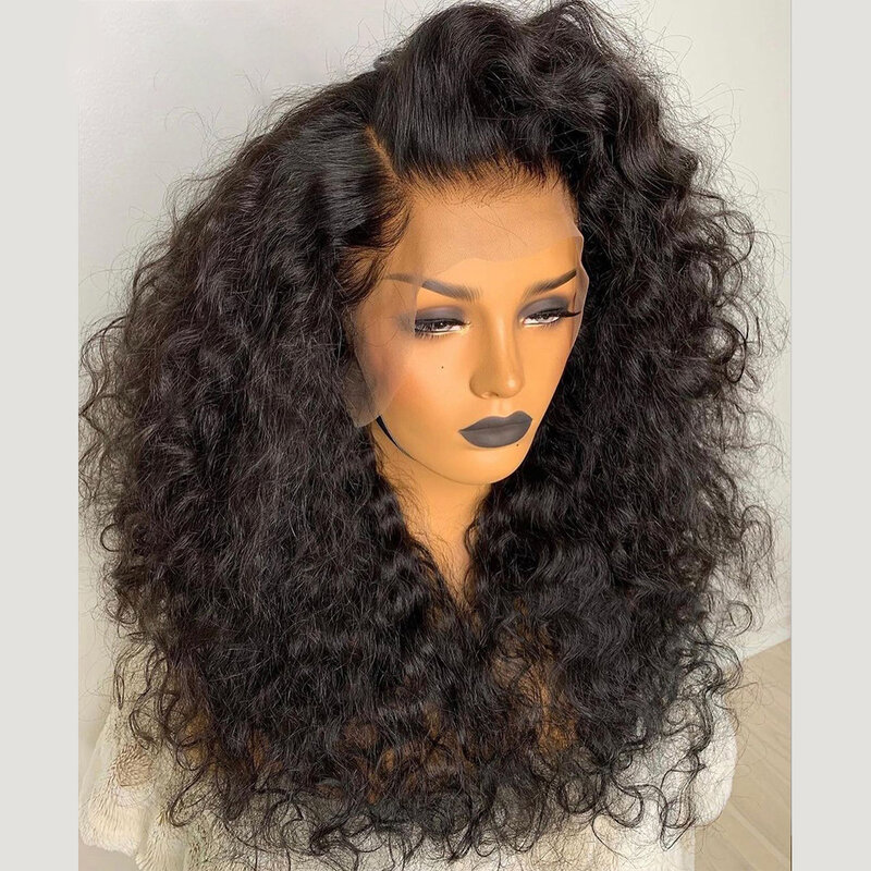 Deep Preplucked Glueless Soft 26" 180%Density Long Kinky Curly Black Lace Front Wigs For Women Baby Hair Heat Resistant Daily