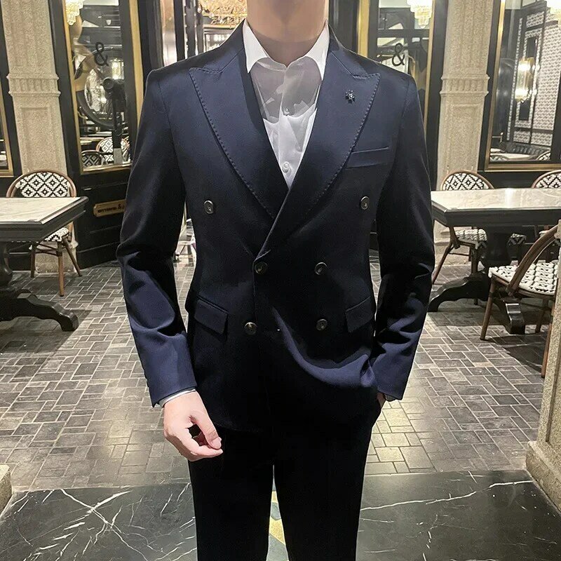 Wei1912-traje de doble botonadura para hombre, traje de negocios informal, vestido de novia formal, nuevo estilo, superventas