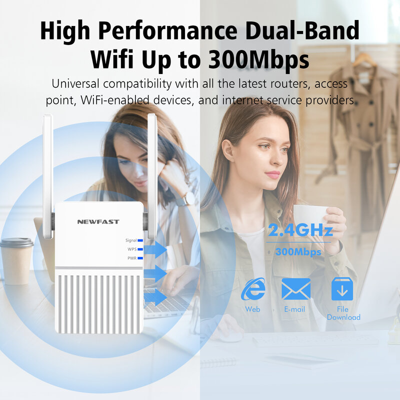 300Mbps ripetitore WiFi 2.4GHz Router Extender 802.11/b/g/n Antenna ad alto guadagno wi-fi Signl Range espandi amplificatore Booster NF-RE515