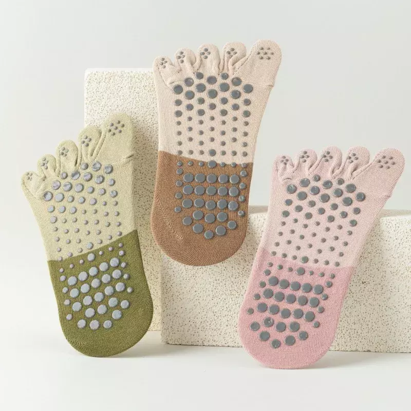 Calcetines de Pilates de cinco dedos para mujer, medias profesionales de silicona antideslizantes para Yoga, sin espalda, transpirables, de vendaje, para baile y Deportes